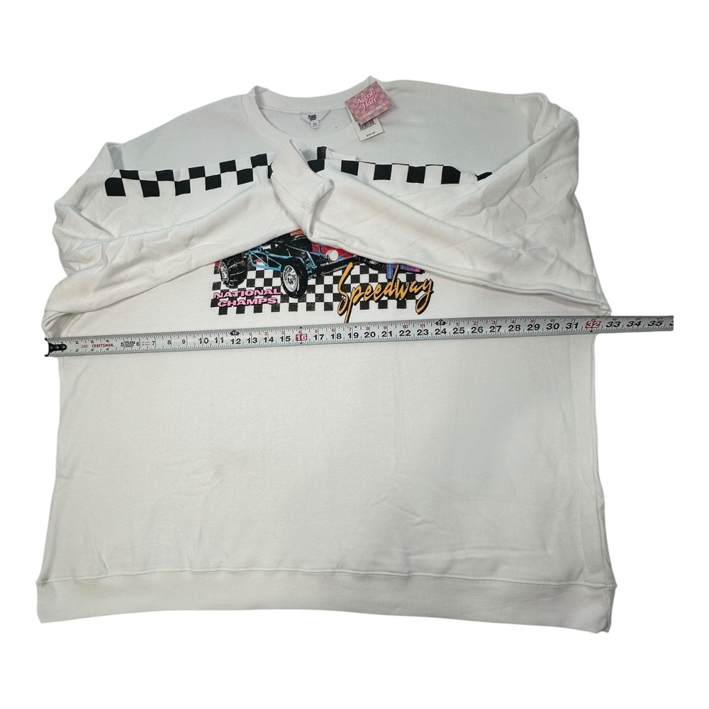 Ascot + Hart White Graphic Sweatshirt 1986 SoCal Speedway Racing Checkered 3X - Picture 5 of 14